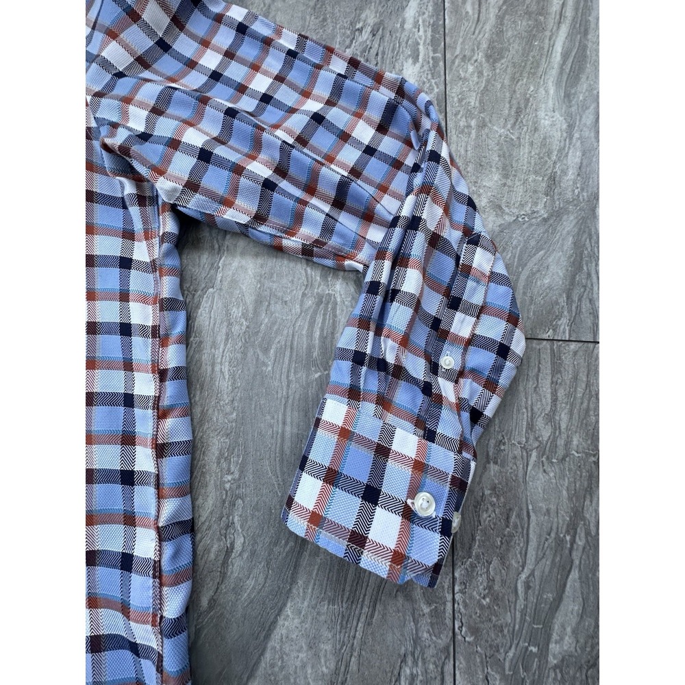 Egara Shirt Mens Slim Fit Check Cotton Non-Iron Flip Cuff Button Up Large
0251 - Picture 7 of 13